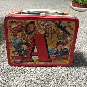 Thermos A-Team Red and Yellow Metal Lunchbox